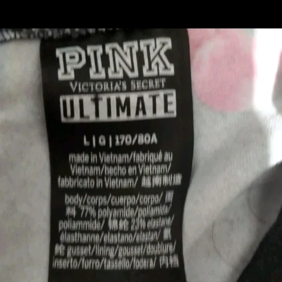 VS Pink Ultimate Leggings Cherry Print / Black Sz L Victoria Secret Gym Leggings - Picture 4 of 4
